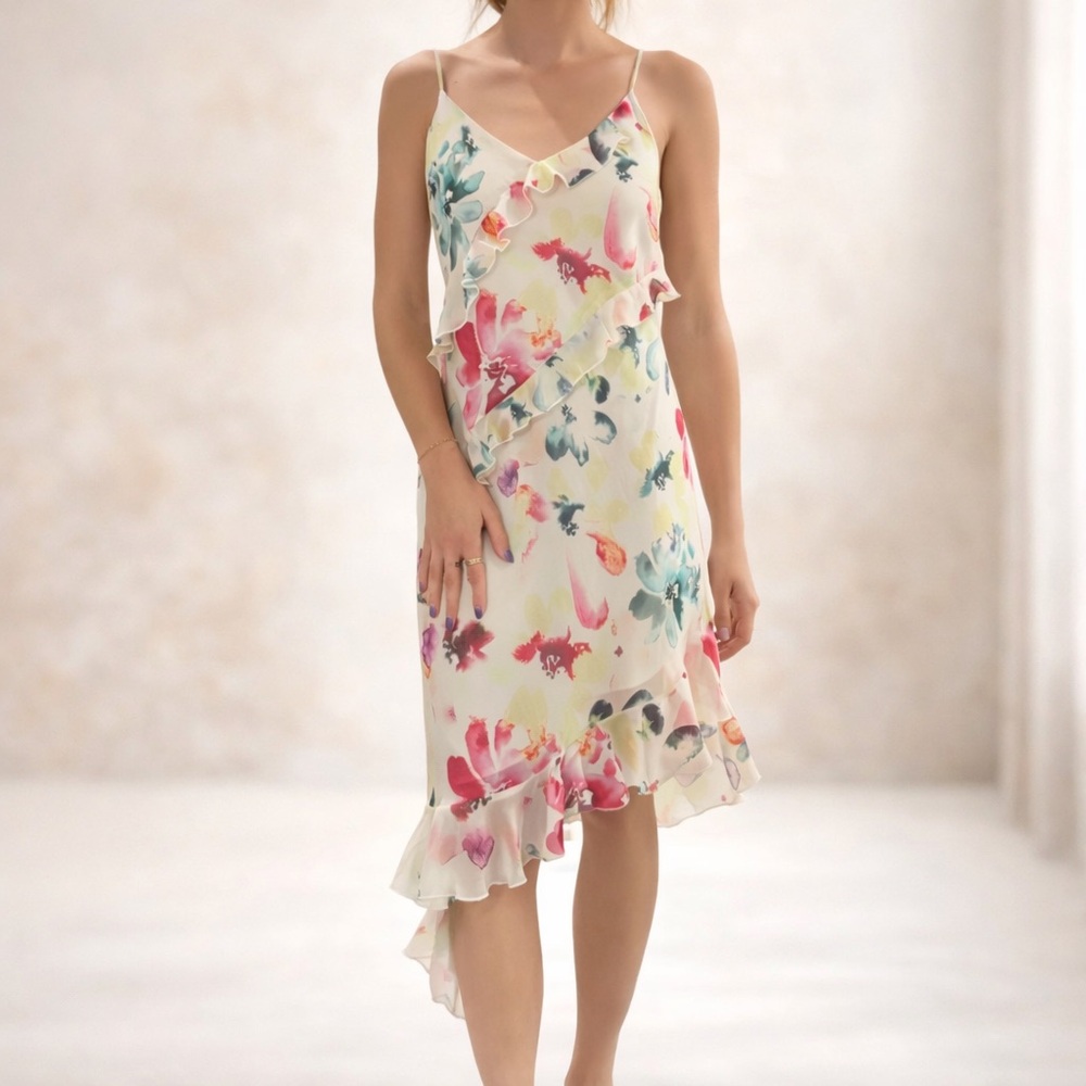 NWT Steve Madden Floral Multicolor Asymmetrical Summer Dress